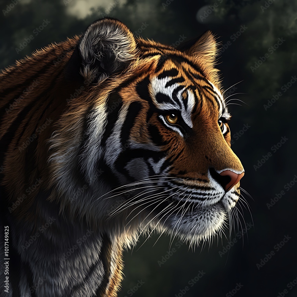 Stunning Tiger Face in High Resolution Highlighting Powerful Gaze and Striking Stripes image Stunning Tiger Face in High Resolution Highlighting Powerful Gaze and Striking Stripes image