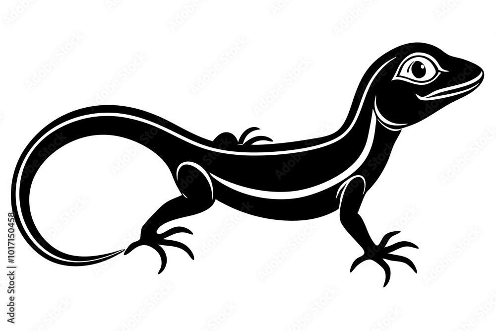 Fototapeta premium Green Anole silhouette vector illustration