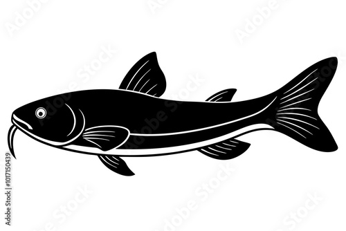 Channel Catfish silhouette vector illustration