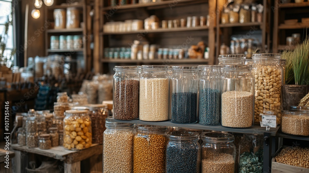 A vibrant thrift store featuring a diverse collection of antique household items alongside promotions for eco-friendly grains. Capturing the essence of sustainability and nostalgia. A vibrant thrift store featuring a diverse collection of antique household items alongside promotions for eco-friendly grains. Capturing the essence of sustainability and nostalgia.