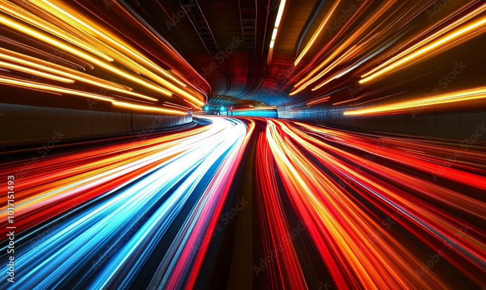 Car and truck light trails. Long exposure photo taken in a tunnel below Car and truck light trails. Long exposure photo taken in a tunnel below