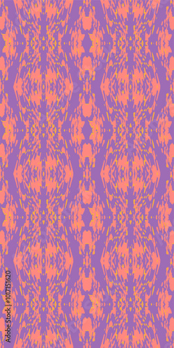 Seamless ethic grunge pattern. Pink purple and yellow color. Eye-catching and visually striking. Ethnic motifs with cultural influence. Ideal for fabric textiles, stationery, home decor, fashion.