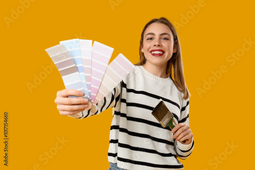 Young woman with color pale...