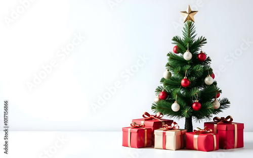 christmas tree with gifts, happy christmas, gifts, christmas tree isolated with white background