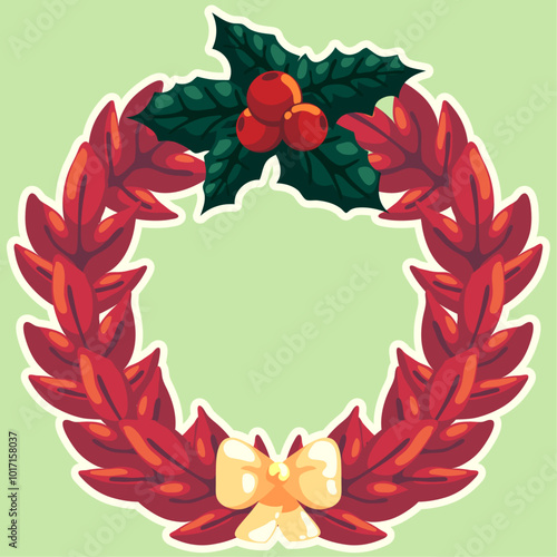 Christmas wreath with mistletoe photo