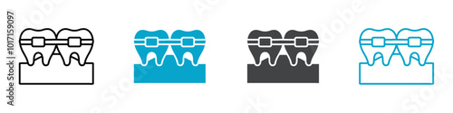 teeth braces icon Vector outline sign