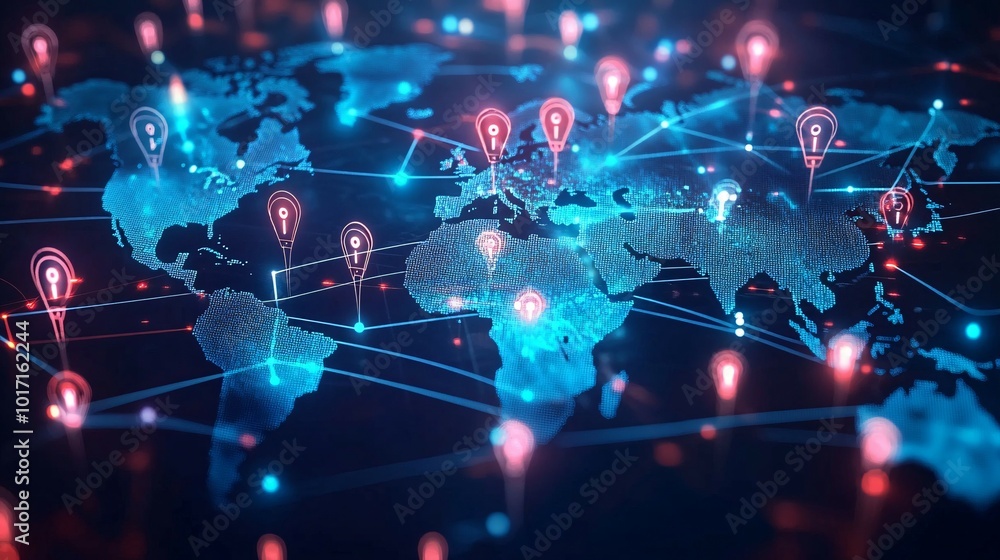 Global Network of Ideas with a Lightbulb Illustration Global Network of Ideas with a Lightbulb Illustration