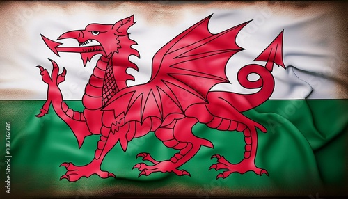 dragon with flag of wales photo