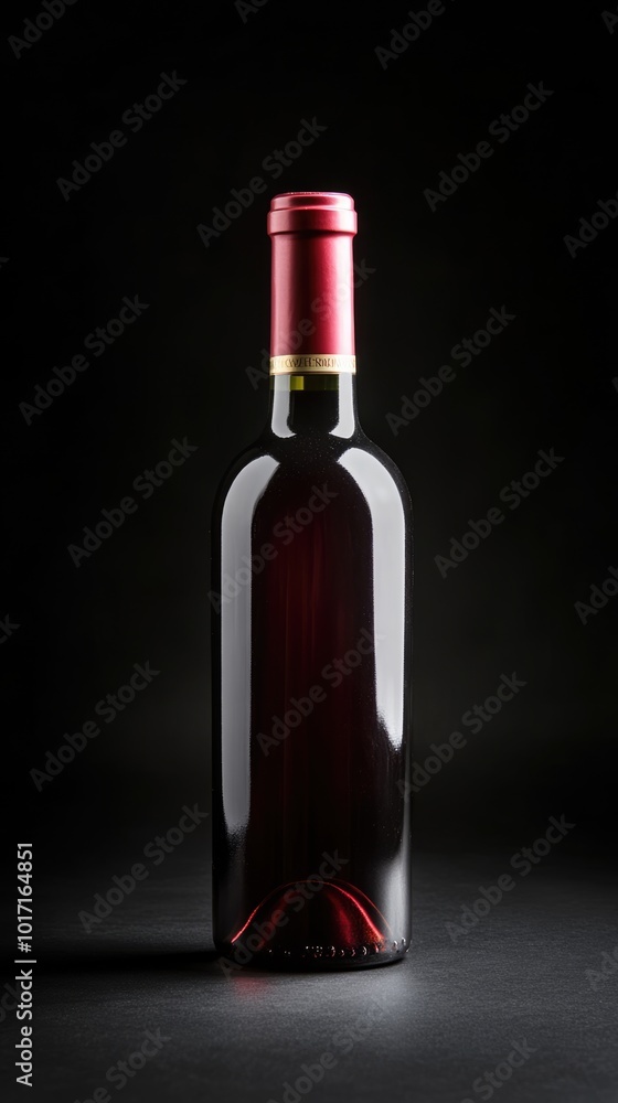 Red wine bottle, alcohol drink isolated on black background Red wine bottle, alcohol drink isolated on black background