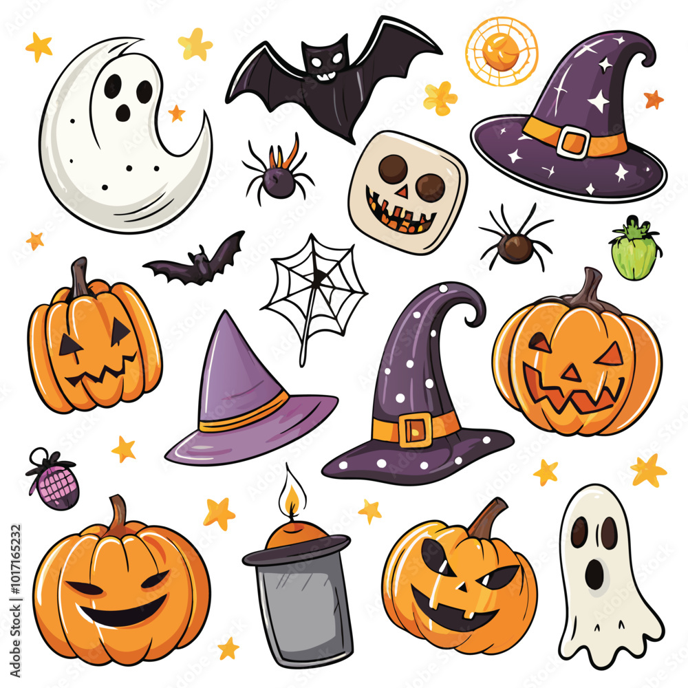 Fototapeta premium Set of hand drawn Halloween element collections