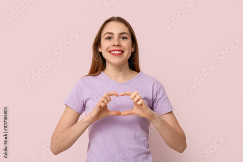 Young deaf mute woman using...