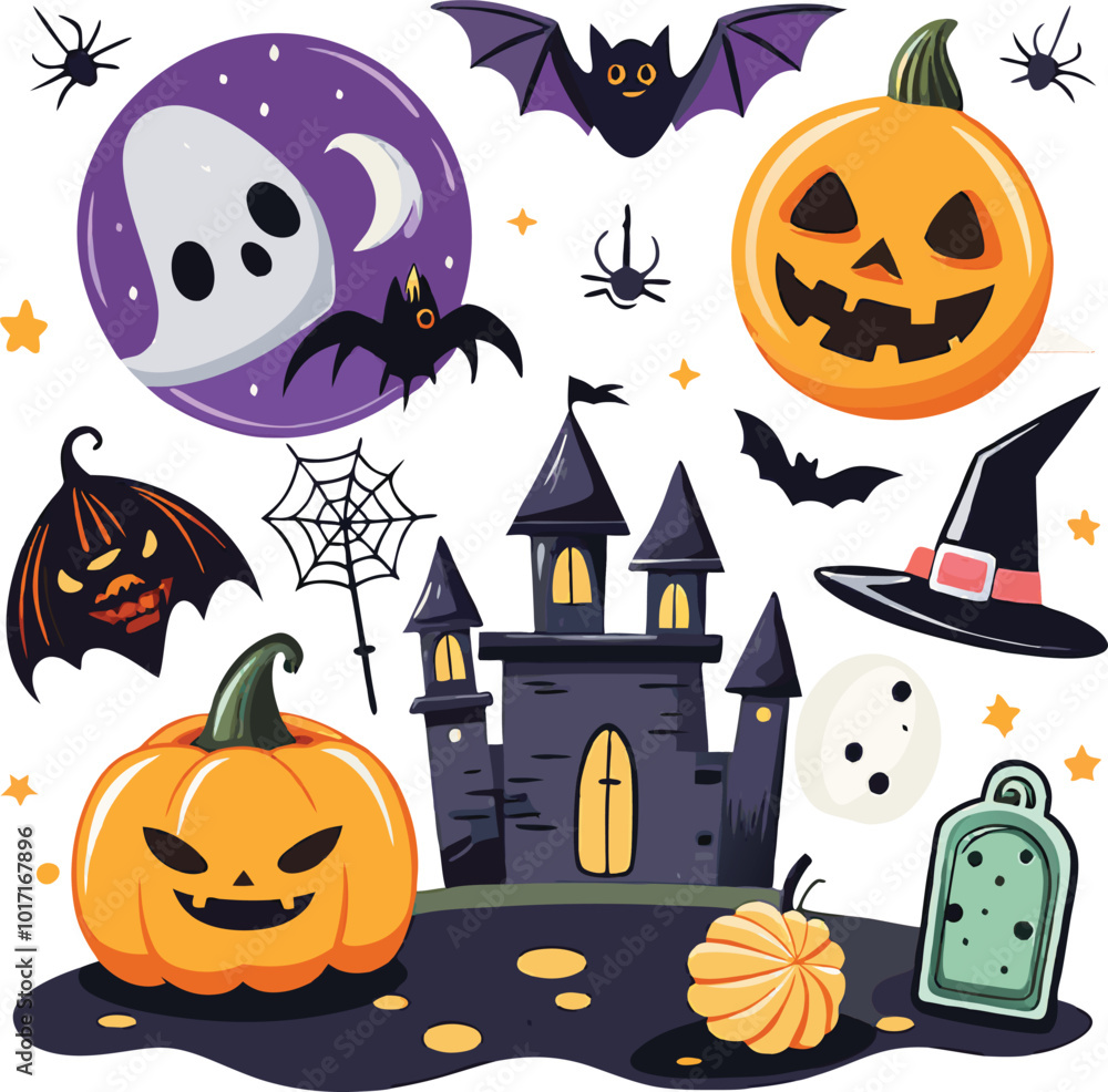 Fototapeta premium Set of hand drawn Halloween element collections