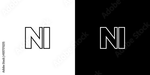 Letter N and I, NI logo design template. Minimal monogram initial based logotype.