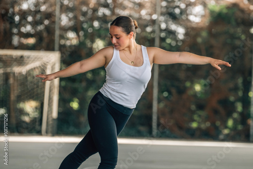 young woman training or doing sports outdoors