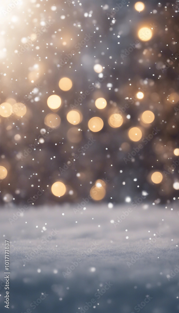 With a blank copy space magic snow sparkles lights and snowflakes with a modern Christmas winter bac With a blank copy space magic snow sparkles lights and snowflakes with a modern Christmas winter bac