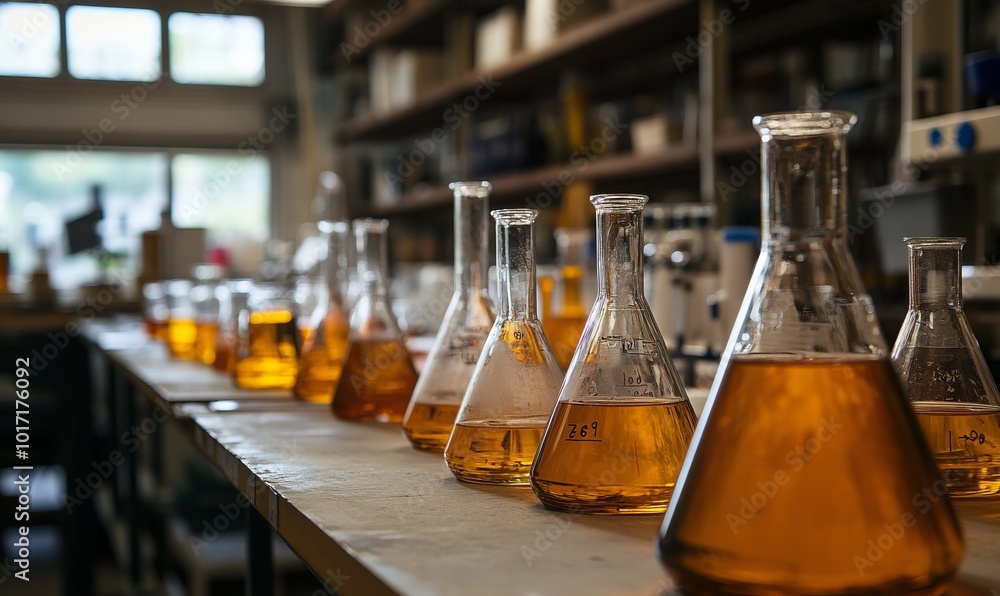 Clean beakers in refining lab Clean beakers in refining lab