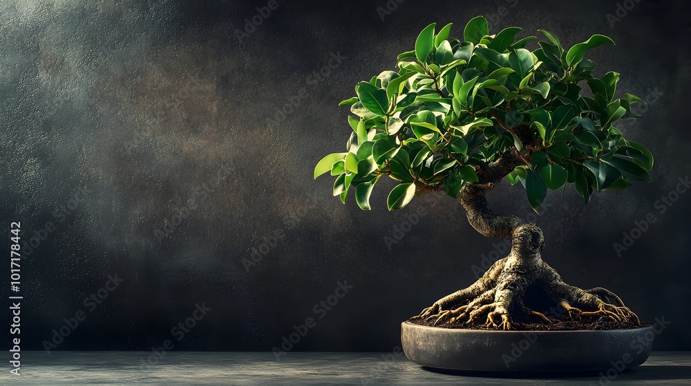 Bonsai Tree in Ceramic Pot Zen Garden Decor and Miniature Nature Artwork Bonsai Tree in Ceramic Pot Zen Garden Decor and Miniature Nature Artwork