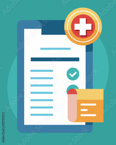 A medical bill with an overwhelming total causing patients to worry about how they will afford to pay for their treatment.. Vector illustration