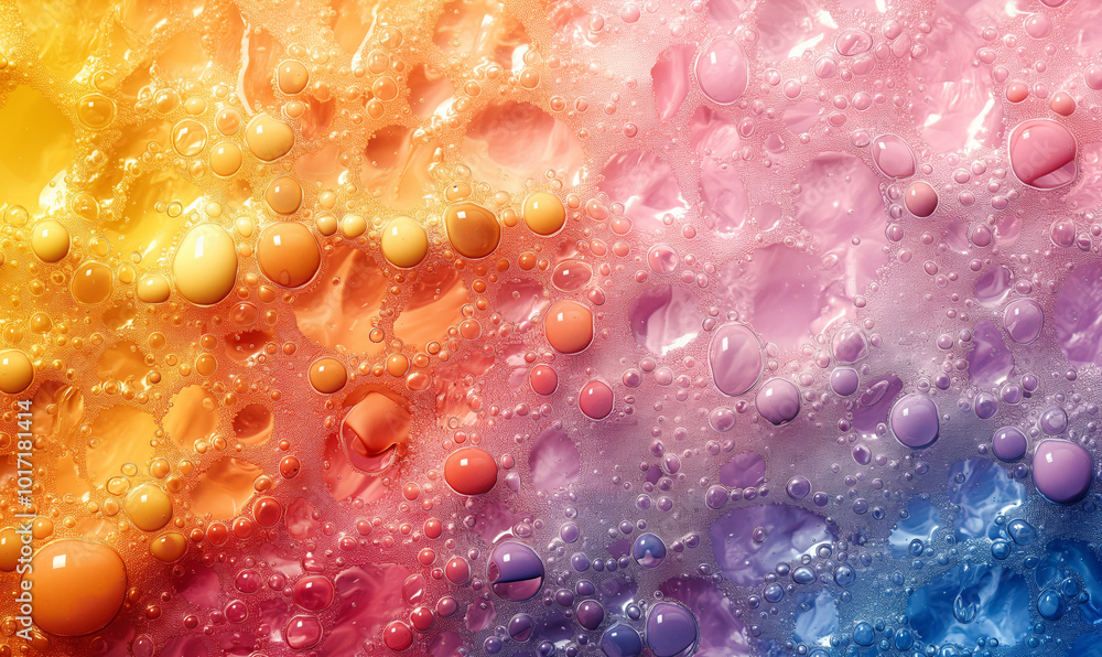 Abstract colorful background with flowing texture and bubbles. Abstract colorful background with flowing texture and bubbles.