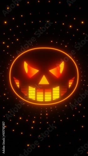 Vertical video halloween neon pumpkin equalizer vj loop animation