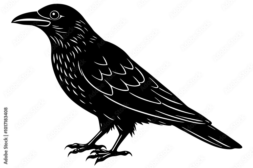Fototapeta premium American Crow silhouette vector illustration