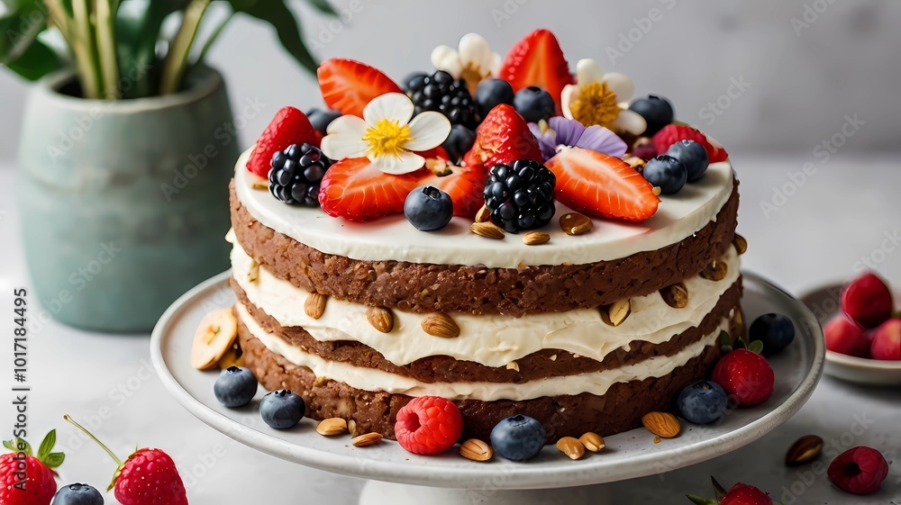 chocolate cake with strawberries chocolate cake with strawberries