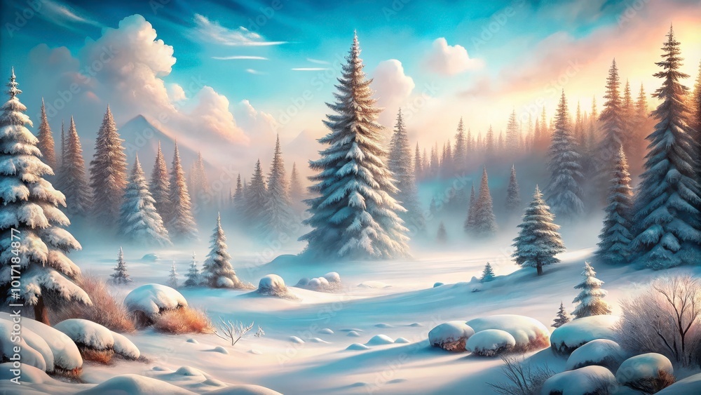 Obraz premium Magical Winter Night Sky with Colorful Clouds and Stars for Greeting Cards, Blogs, News Websites, and Holiday Clipart – Perfect for Seasonal Designs and Winter-Themed Stationery