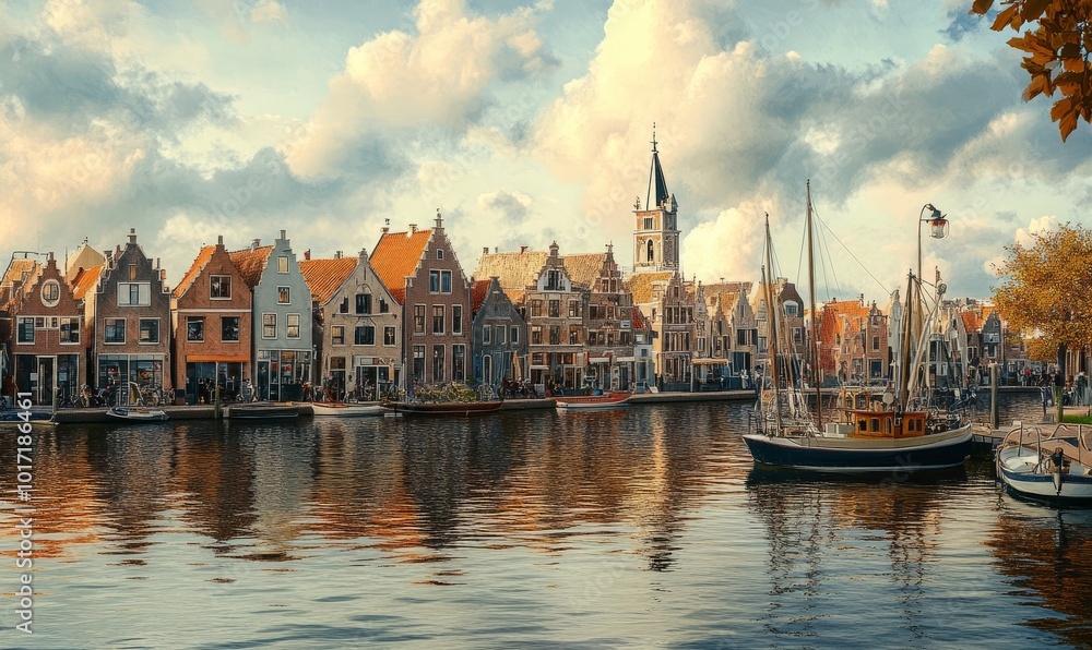 Fototapeta premium panorama of the old city of Edam