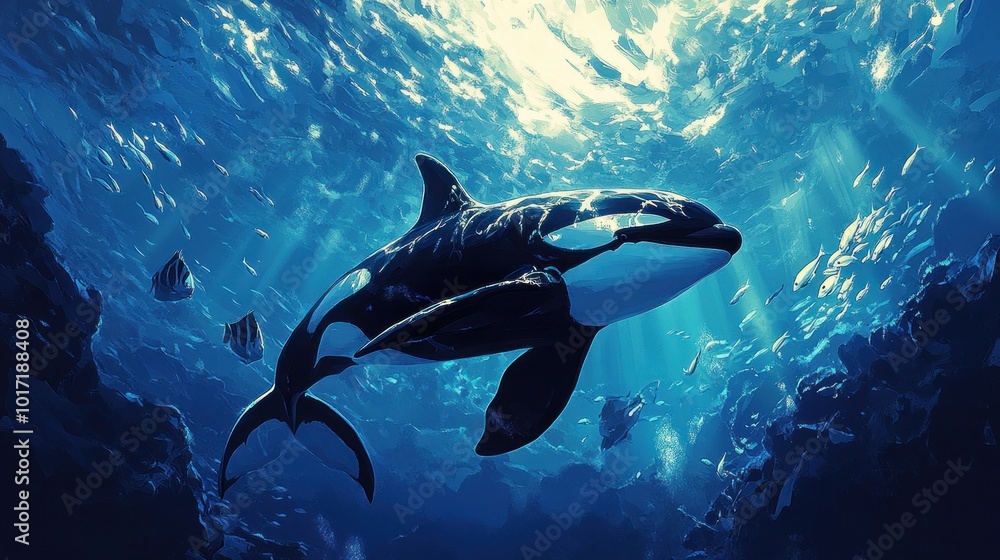 Obraz premium Orca in the Deep Blue