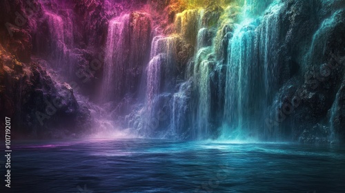 Vibrant Waterfall in a Lush Forest
