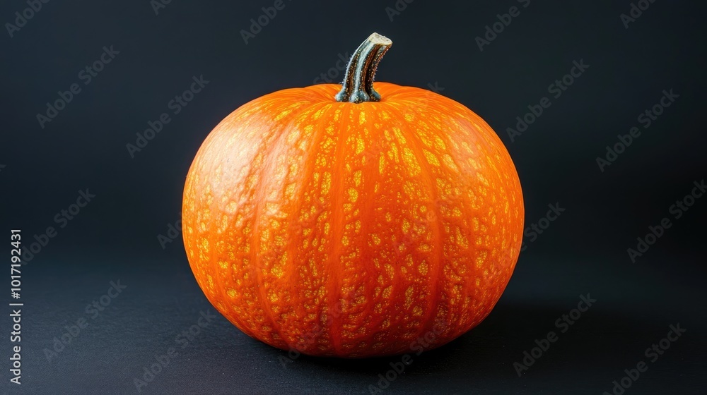 Isolated round orange pumpkin on black background Isolated round orange pumpkin on black background