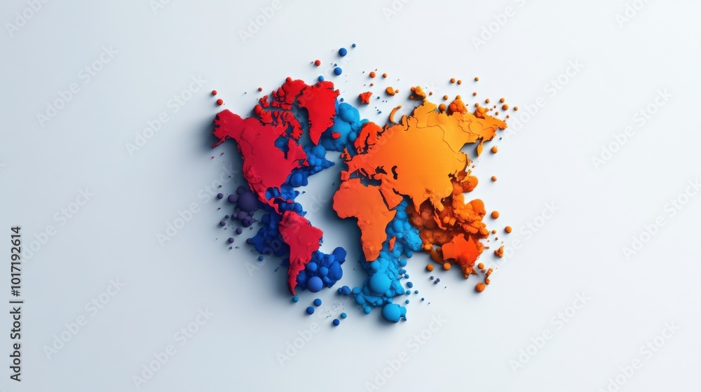 Fototapeta premium Colorful Abstract Global Map Design on Clean Background