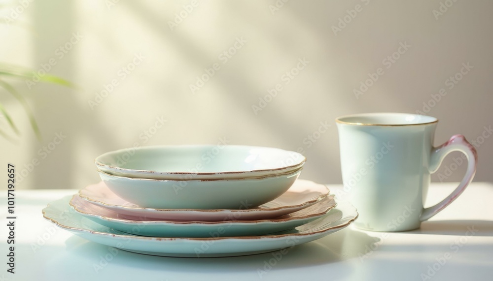 White Porcelain Dinner Plate Set with Mug White Porcelain Dinner Plate Set with Mug