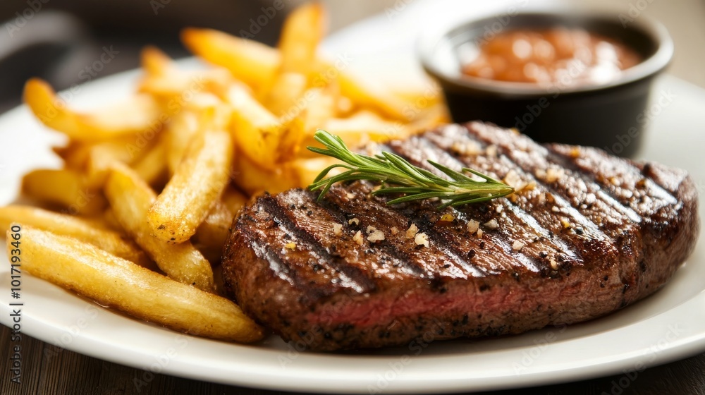 Grilled beef with fries Grilled beef with fries