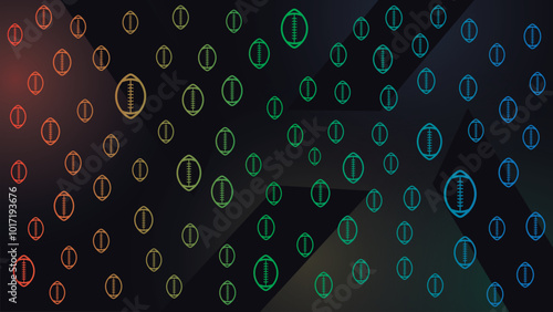  abstract pattern with ball rugby make pattern with RGB color , suitable for  sport background and american football background