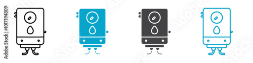 water heater icon Simple vector set isolated