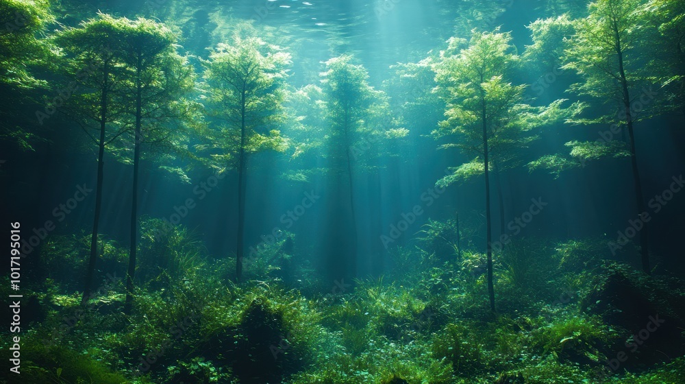 Obraz premium Submerged Forest: An Underwater World