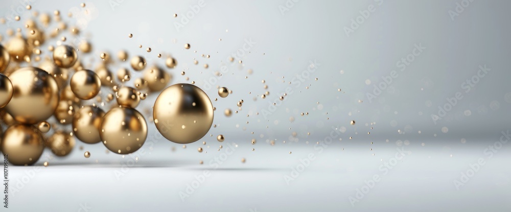 Fototapeta premium Dynamic Golden Spheres in Motion A Captivating Visual of Elegance and Motion