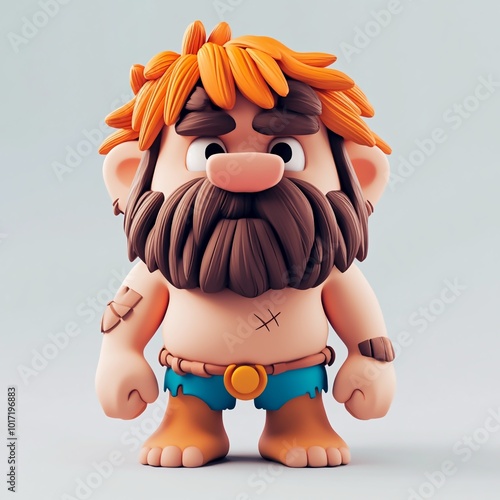 3D Caveman Icon: Early Human from Prehistoric Times Illustration Logo