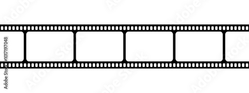 Blank horizontal film strip. Movie or photo camera tape. Storyboard template. Vintage frame for photographies collage creation isolated on white background. Vector graphic illustration.