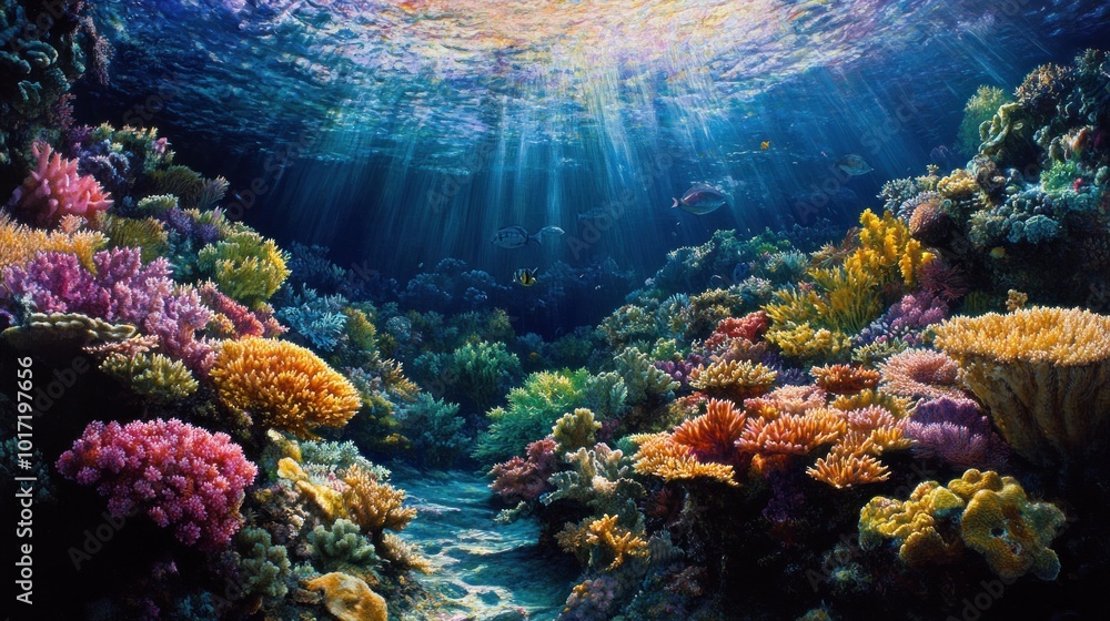 Obraz premium Vibrant Coral Reef Underwater