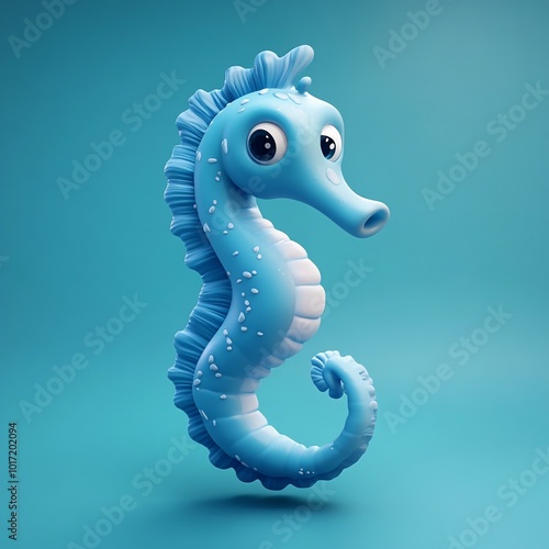 3D Seahorse Icon: Graceful Marine Creature Symbol Illustration Logo photo