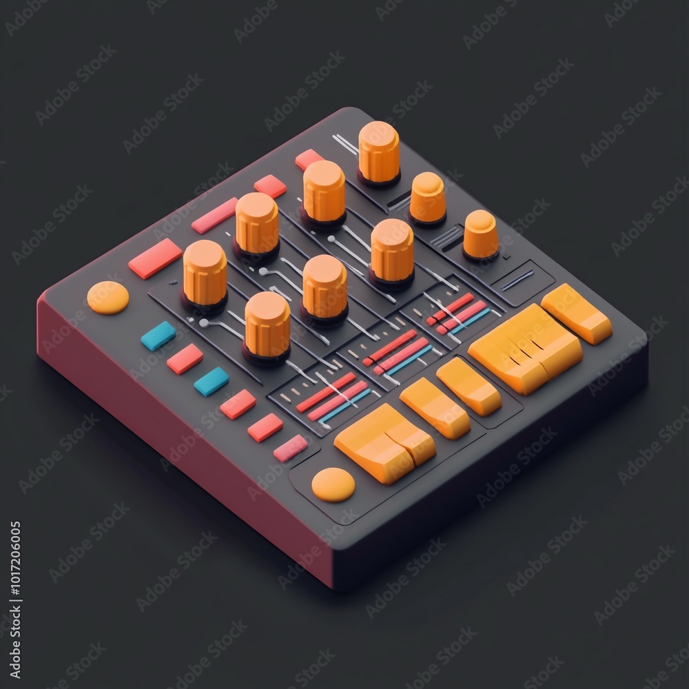 3D Audio Mixer Icon: Music and Sound Control Tool Illustration Logo 3D Audio Mixer Icon: Music and Sound Control Tool Illustration Logo