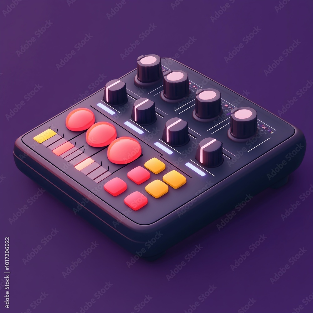 3D Audio Mixer Icon: Music and Sound Control Tool Illustration Logo 3D Audio Mixer Icon: Music and Sound Control Tool Illustration Logo