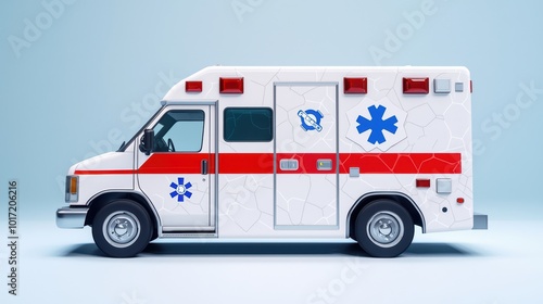Wallpaper Mural Emergency ambulance vehicle with distinctive markings on a plain background. Torontodigital.ca