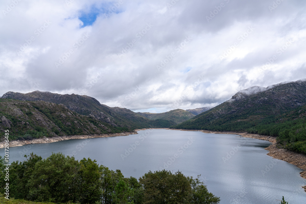 Fototapeta premium A Large Lake with mountains in the Peneda Geres National Park