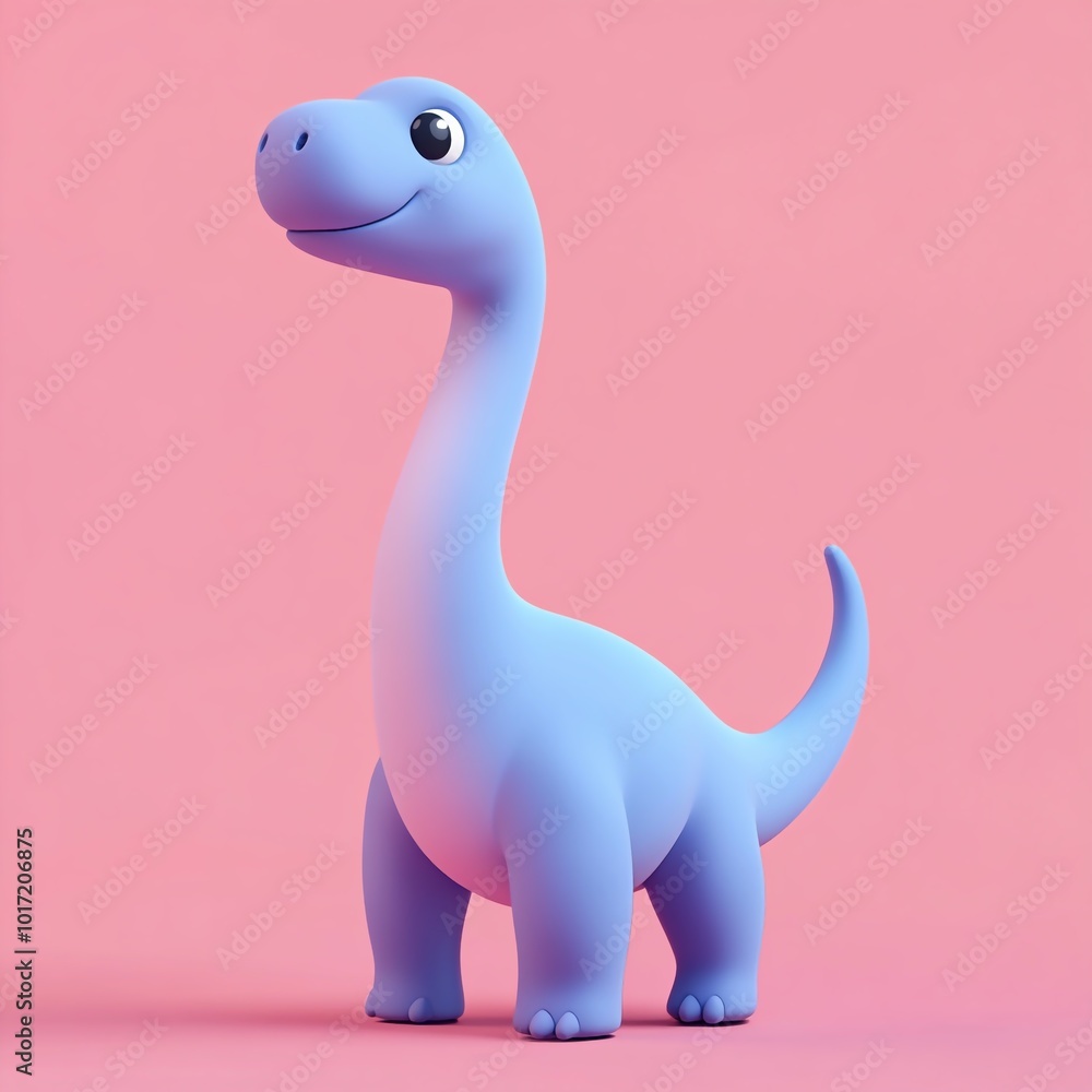 Obraz premium 3D Brontosaurus Icon: Long Necked Dinosaur Symbol Illustration Logo