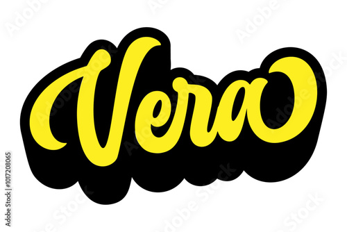 Given name Vera written in retro groovy three-dimensional script lettering