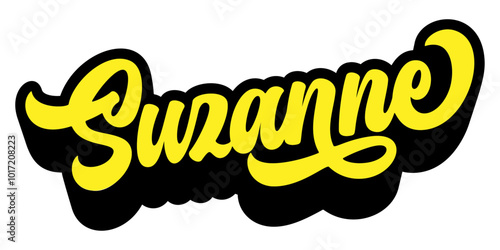 Fotografie Given name Suzanne written in retro groovy three-dimensional script lettering