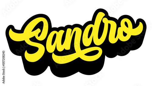 Given name Sandro written in retro groovy three-dimensional script lettering